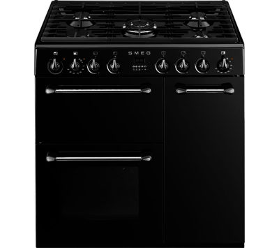 SMEG  BM93BL 90 cm Dual Fuel Range Cooker - Black & Stainless Steel